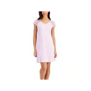 CHARTER CLUB Intimates Purple Knit Short Sleeves Hits Above Knee Nightgown XS